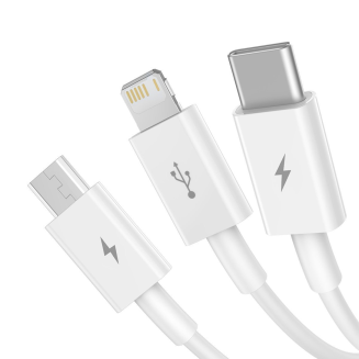 Kabel USB 3w1 Baseus Superior Series, USB do micro USB / USB-C / Lightning, 3.5A, 1.5m (biały) - 3