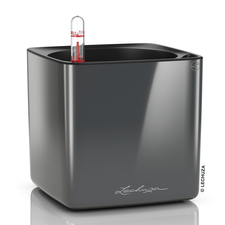  Lechuza Cube Glossy 14 herb pot | 16 glossy anthracite