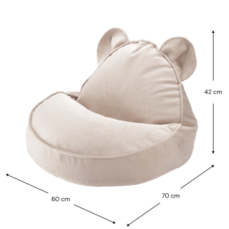  Wigiwama Bear Velvet Dusty Beige Children's Pouf - 3