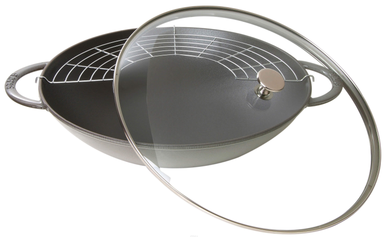  Staub cast iron wok with lid - Graphite, 37 cm
