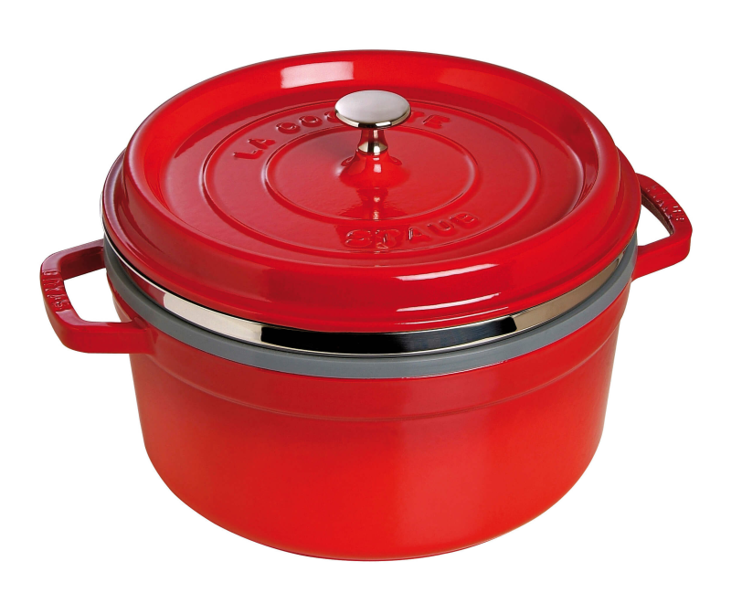  Round cast iron pot with Staub insert - Red, 5.25 ltr