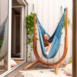  La Siesta Udine Organic Blue Zebra hammock chair with stand - 3