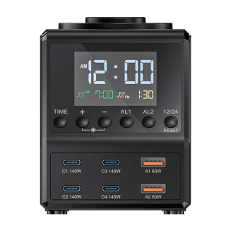 Budzik z ładowarką Blitzwolf BW-FW10 2xUSB-A, 4xUSB-C, 240W - 4