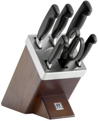  Set of 5 knives in a Zwilling Four Star self-sharpening block - Brown