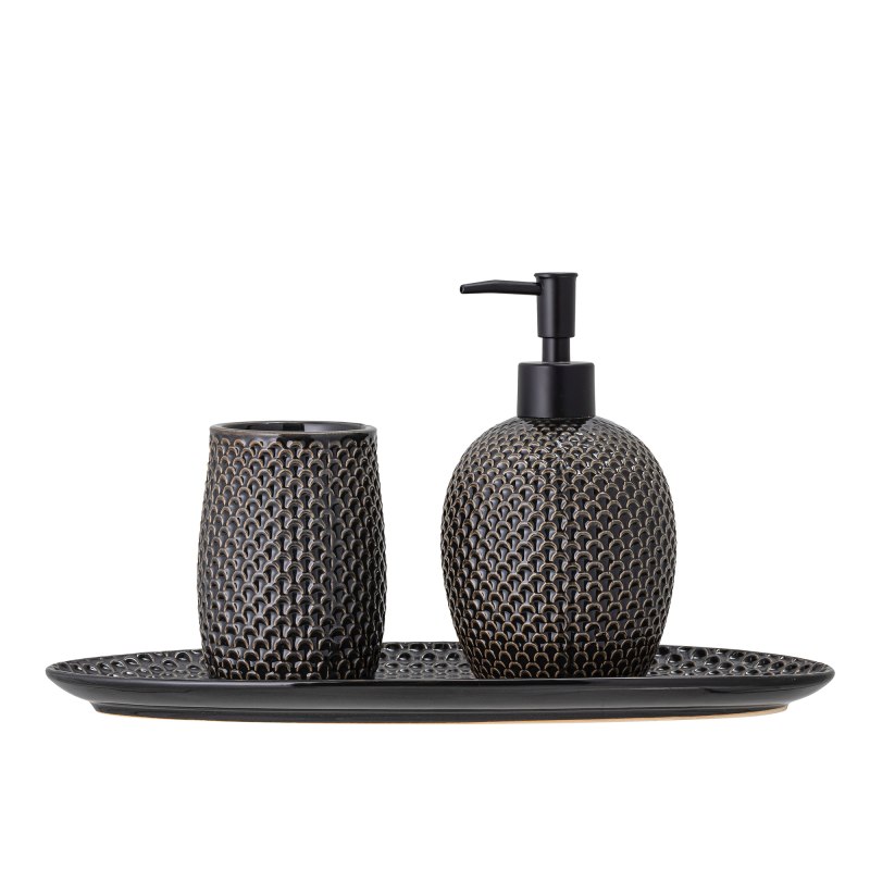  Bloomingville Hrin Gray dispenser + cup + tray set