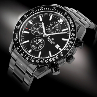 Zegarek Męski Giewont Chronograph Sapphire Czarny GW8720-B1 - 2