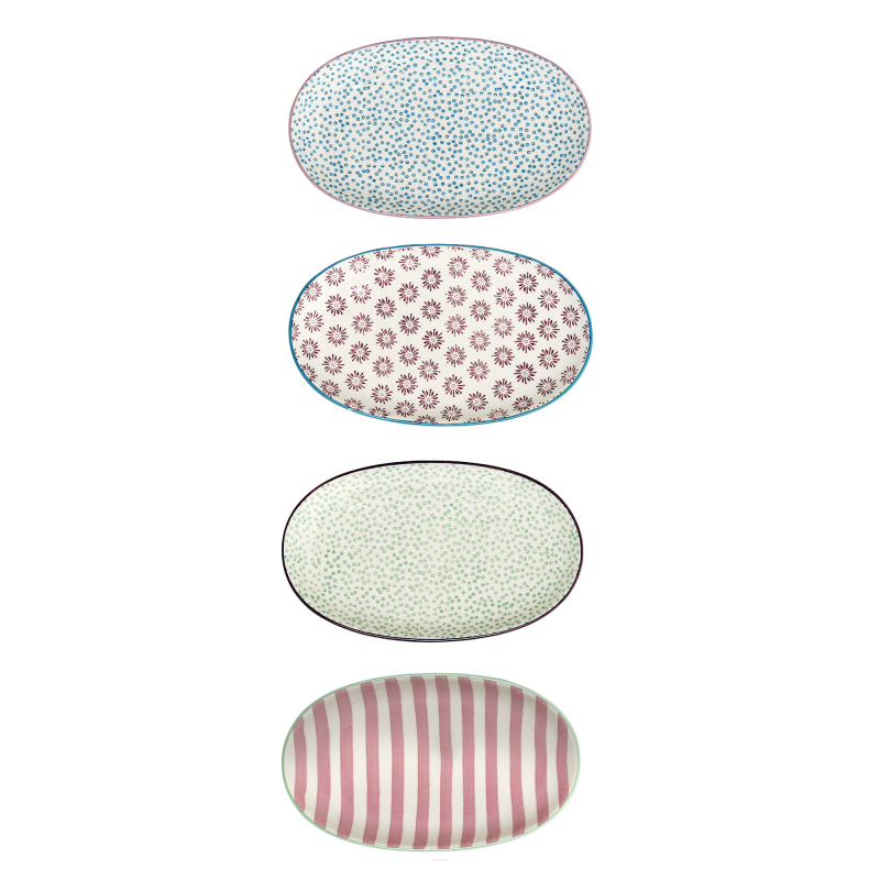  Set of 4 Bloomingville Patrizia oval plates 21x13 cm
