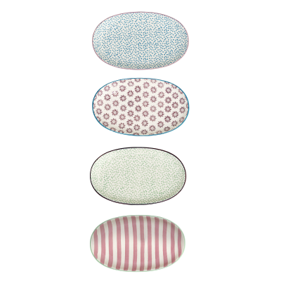  Set of 4 Bloomingville Patrizia oval plates 21x13 cm