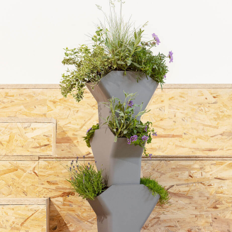 PLASTIA TREE 3-częściowa pionowa donica samonawadniająca szary - 15