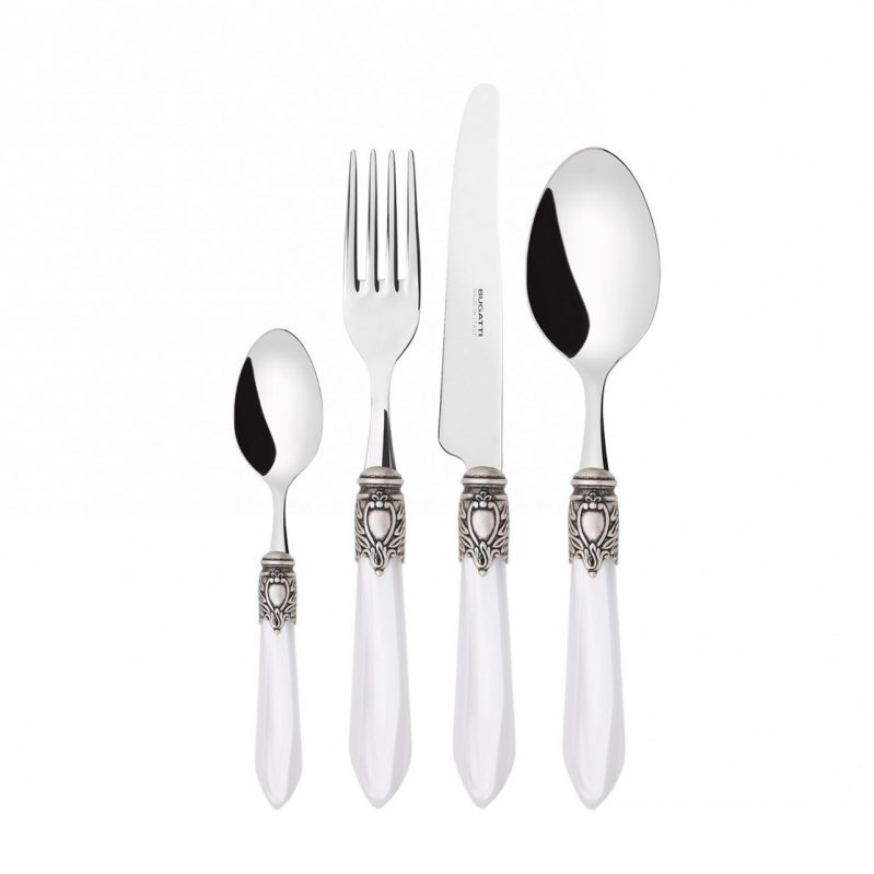 Zestaw sztućców obiadowych Casa Bugatti Oxford White/Old Silver 24 szt.