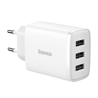 Ładowarka sieciowa Baseus Compact Quick Charger, 3x USB, 17W (biała) - 3