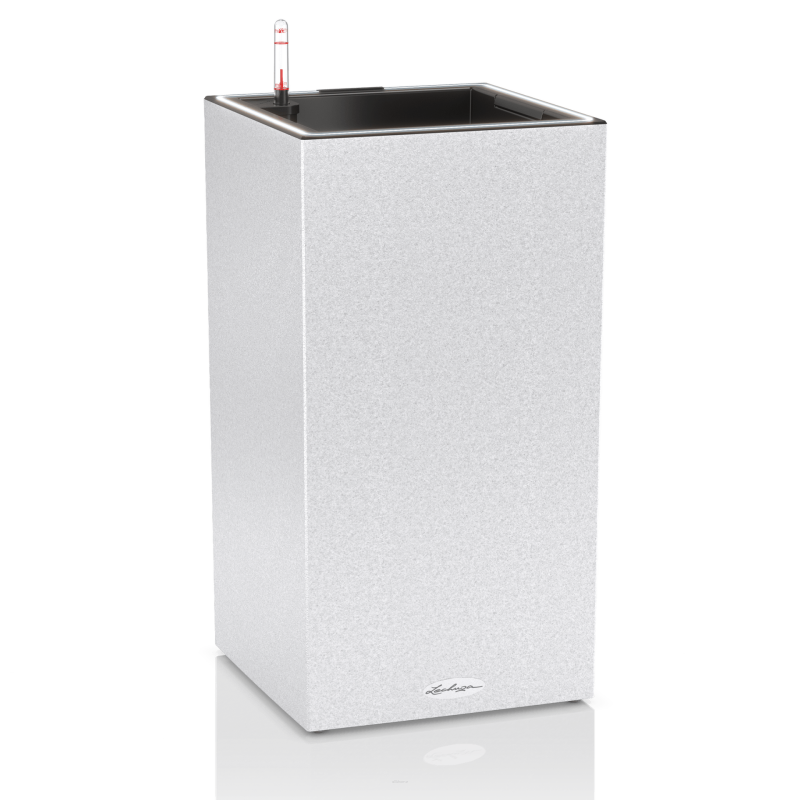 Lechuza Canto Stone 30 LED column flowerpot, white quartz
