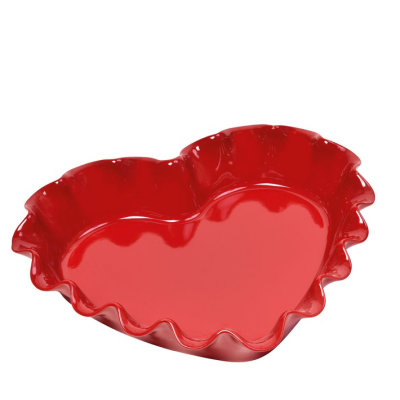 Emile Henry Ruffled red heart ovenproof dish