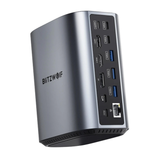 Stacja dokująca 17w1 Blitzwolf BW-TH15 2xHD+DP+4xC+3xUSB 3.0+USB 3.1+C 3.2+C PD+RJ45+micro SD+SD+3,5mm Audio - 3