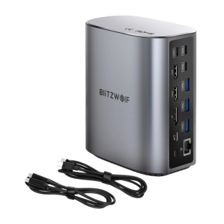 Stacja dokująca 17w1 Blitzwolf BW-TH15 2xHD+DP+4xC+3xUSB 3.0+USB 3.1+C 3.2+C PD+RJ45+micro SD+SD+3,5mm Audio - 2