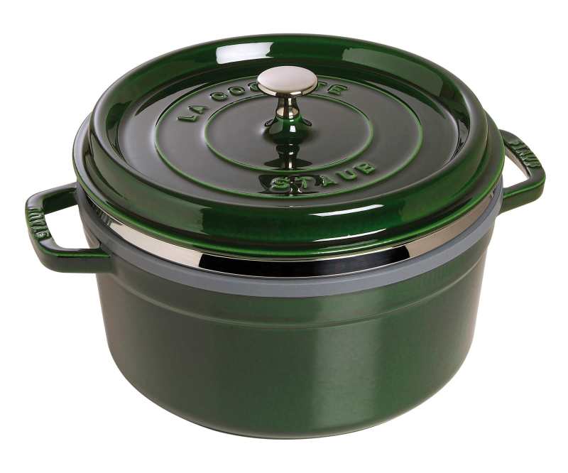  Round cast iron pot with Staub insert - Green, 5.25 ltr