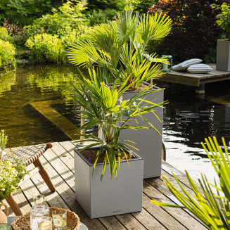 Lechuza Canto Stone 30 LED cube flowerpot, stone gray - 9