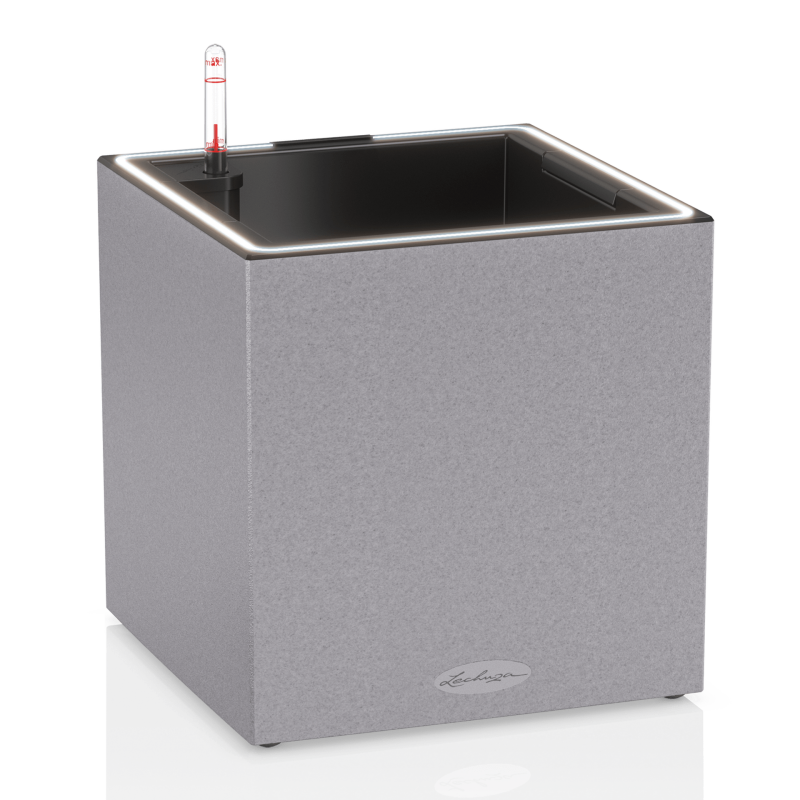 Lechuza Canto Stone 30 LED cube flowerpot, stone gray
