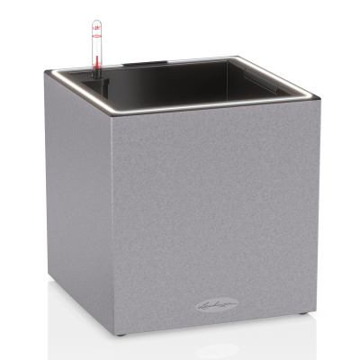 Lechuza Canto Stone 30 LED cube flowerpot, stone gray