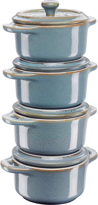  Staub Mini Cocotte Round, 4 pcs - 200 ml, Antique Turquoise