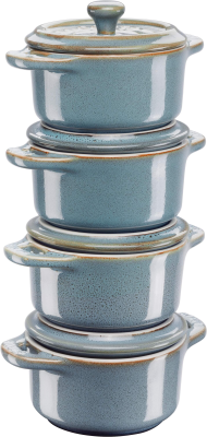  Staub Mini Cocotte Round, 4 pcs - 200 ml, Antique Turquoise