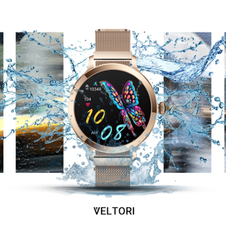 Smartwatch Damski VELTORI VT340-1 Złota Bransoleta + Różowy Pasek Silikonowy - 26