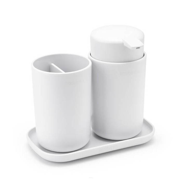  Set of 3 Brabantia ReNew White bathroom accessories