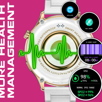 Smartwatch Damski Rubicon RNCF02-1 Srebrno-Srebrny + Czarny Silikonowy Pasek - 13