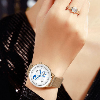 Smartwatch Damski Rubicon RNCF02-1 Srebrno-Srebrny + Czarny Silikonowy Pasek - 16