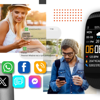 Smartwatch GIEWONT Czarno Pomarańczowy 2 Paski GW200-9 - 8