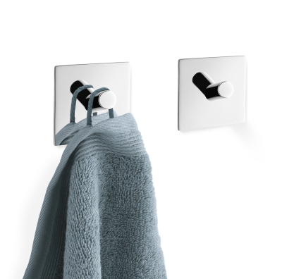 Set of 2 square Zack Duplo gloss towel hooks