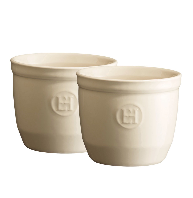  Set of two Emile Henry N°8 cream ramekin baking bowls