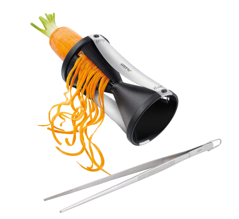  Spiral slicer with Gefu Spirelli® kitchen tweezers