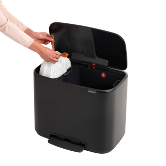 Brabantia Bo waste bin 23+11l, matte black - 2