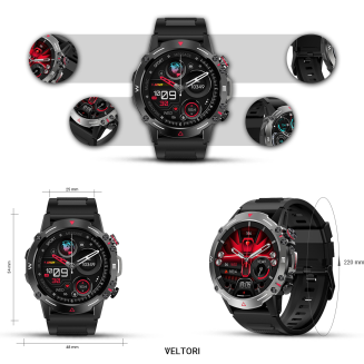 Smartwatch VELTORI VT110-1 Czarny Pasek Silikonowy - 6