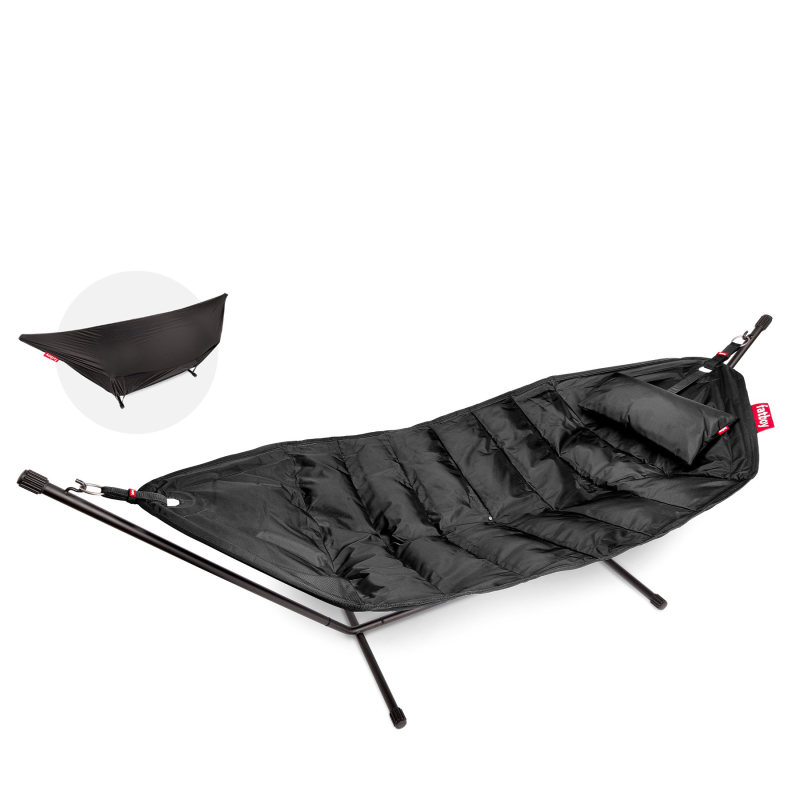  Fatboy Headdemock Deluxe Black hammock with black stand