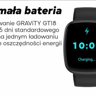 Smartwatch Damski GRAVITY GT18-5 Czarny Pasek Silikonowy + Szary Pasek - 24