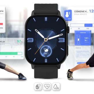 Smartwatch Gravity GT15-1 Czarny Pasek Silikonowy + Czarna Bransoleta - 14