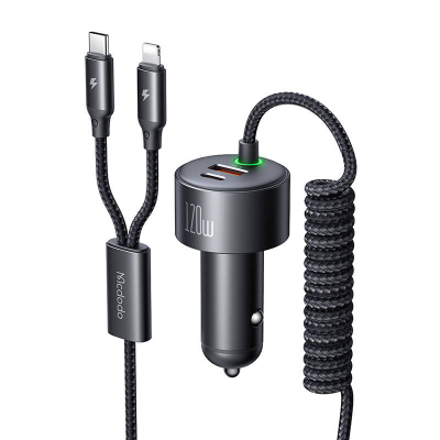 Ładowarka samochodowa MCDODO CC-0370 120W z kablami USB-C/Lightning