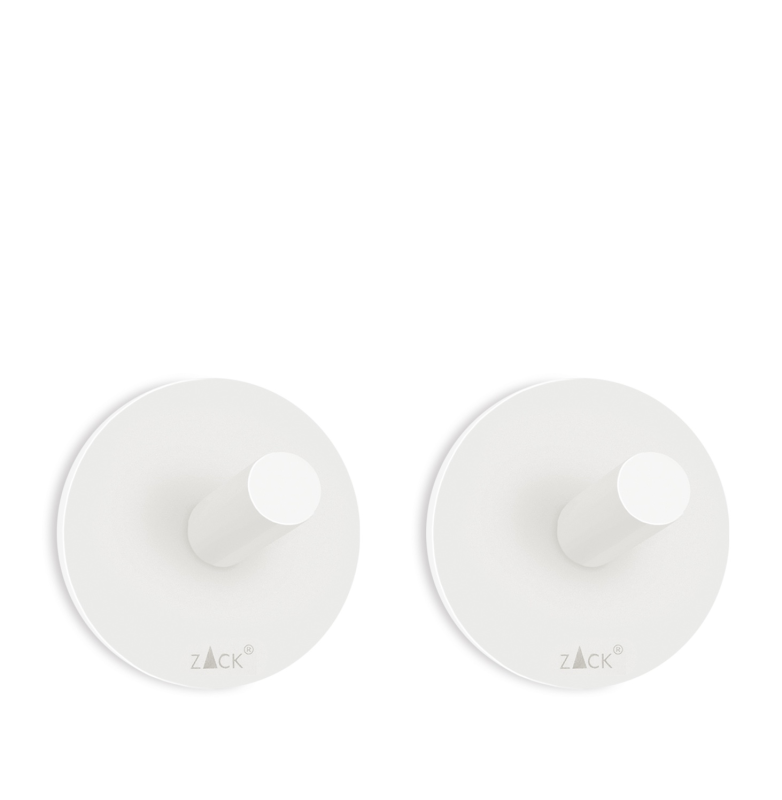 Set of 2 round Zack Duplo towel racks, matt white