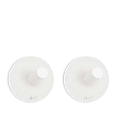 Set of 2 round Zack Duplo towel racks, matt white