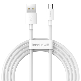 Kabel micro USB do USB Baseus Simple Wisdom, 2.1A, 1.5m (biały) 2szt. - 2