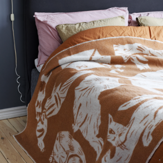  Lapuan Kankurit KISSANPÄIVÄT blanket cognac-white 130x180 cm - 2