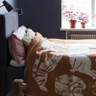  Lapuan Kankurit KISSANPÄIVÄT blanket cognac-white 130x180 cm - 3