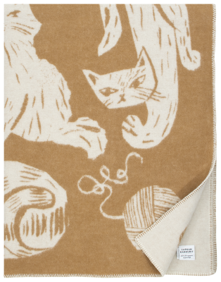  Lapuan Kankurit KISSANPÄIVÄT blanket cognac-white 130x180 cm