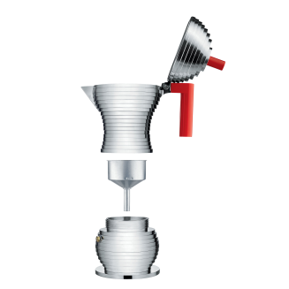 Alessi Pulcina coffee maker for 6 cups with a red handle - 2