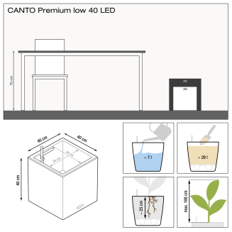 Lechuza Canto Premium 40 LED cube flowerpot anthracite metallic - 2