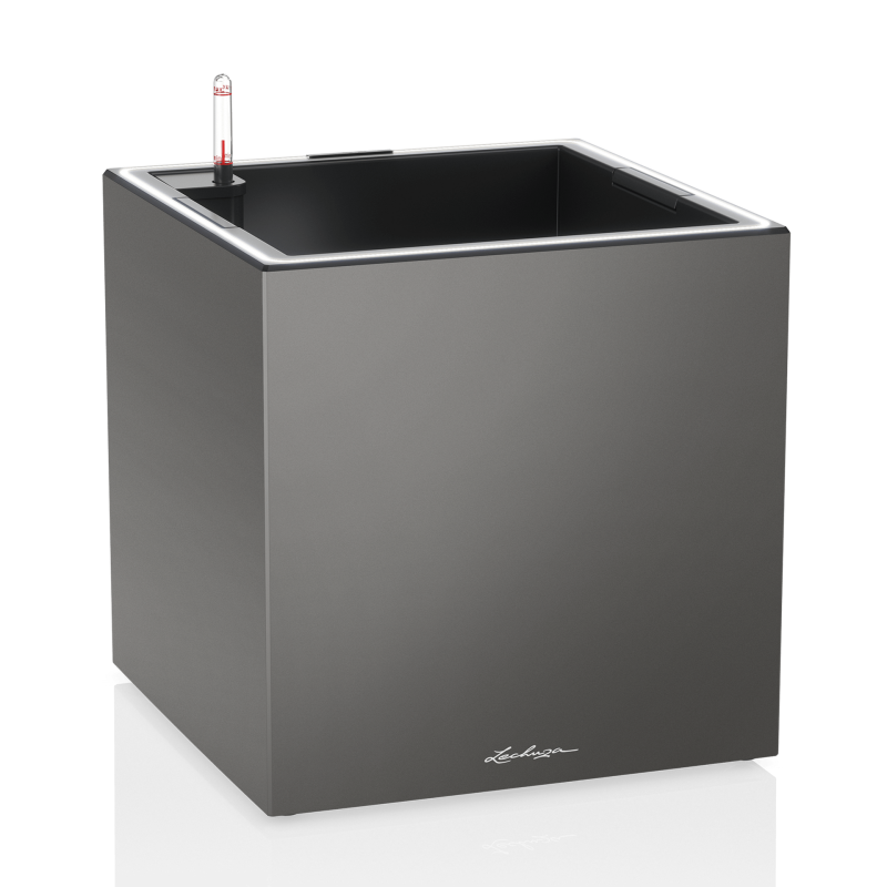 Lechuza Canto Premium 40 LED cube flowerpot anthracite metallic