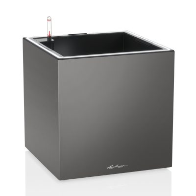 Lechuza Canto Premium 40 LED cube flowerpot anthracite metallic