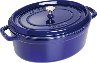  Staub oval cast iron pot - 6.7 ltr, blue